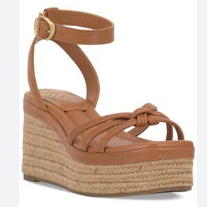 NEW Vince Camuto Womens Leather Loressa Strappy Platform Golden Walnut 9.5M